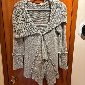 Gray Women's Sweater with Shawl Collar